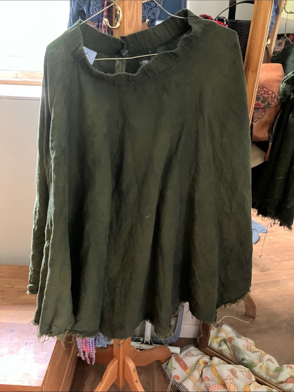 Son de Flor Olive Green Linen circle skirt